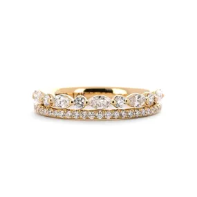 0.70ctw Round   Marquise Double Diamond Band - 14K Yellow Gold