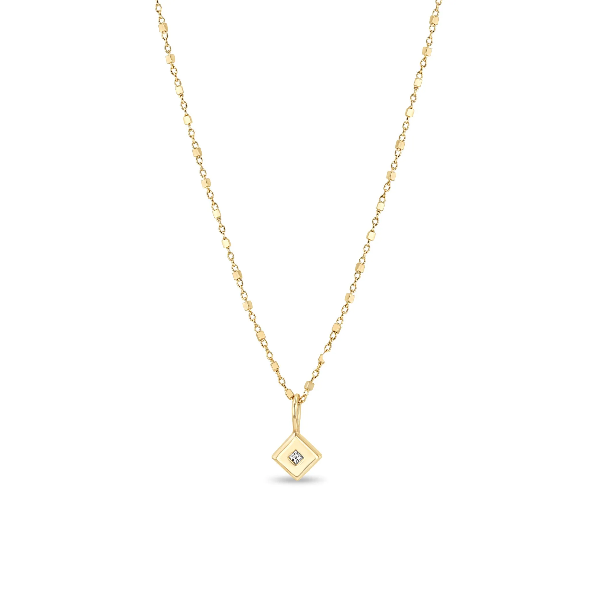 14k Princess Diamond Nugget Pendant Necklace