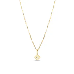 14k Princess Diamond Nugget Pendant Necklace