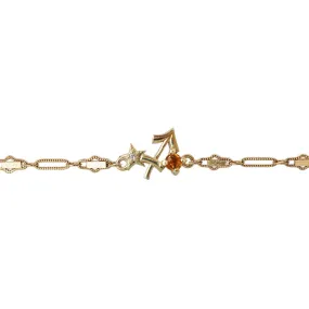 14K Sagittarius Horoscope Birthstone Bracelet (Citrine   Blue Topaz)