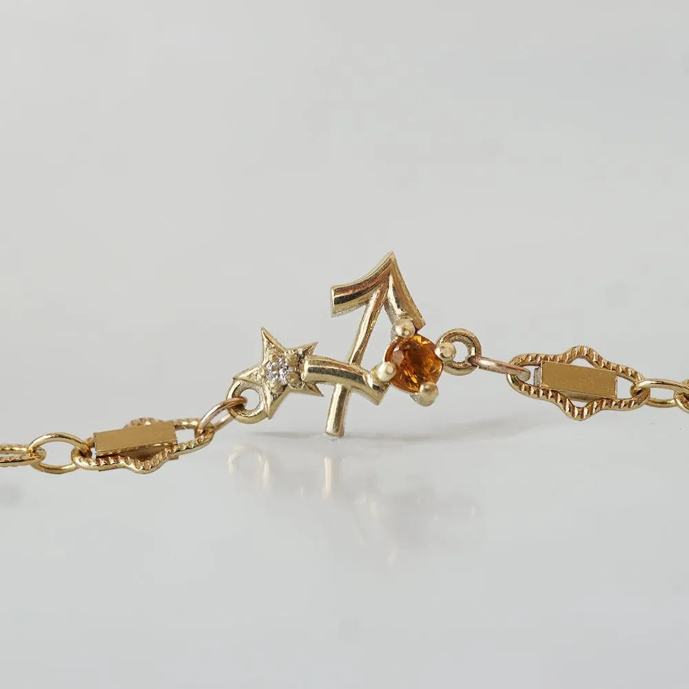 14K Sagittarius Horoscope Birthstone Bracelet (Citrine   Blue Topaz)