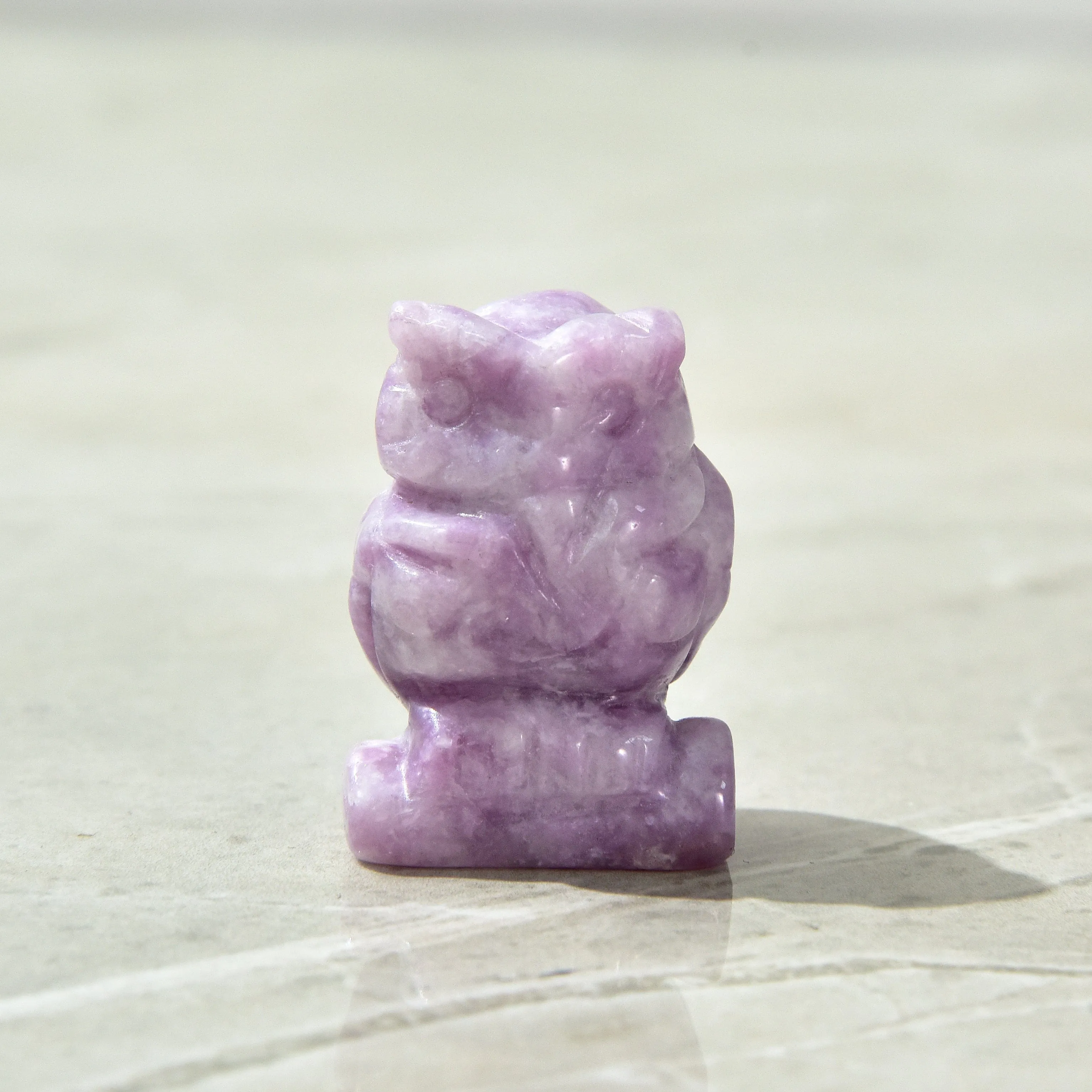 1.5 Lepidolite Owl Natural Gemstone Carving