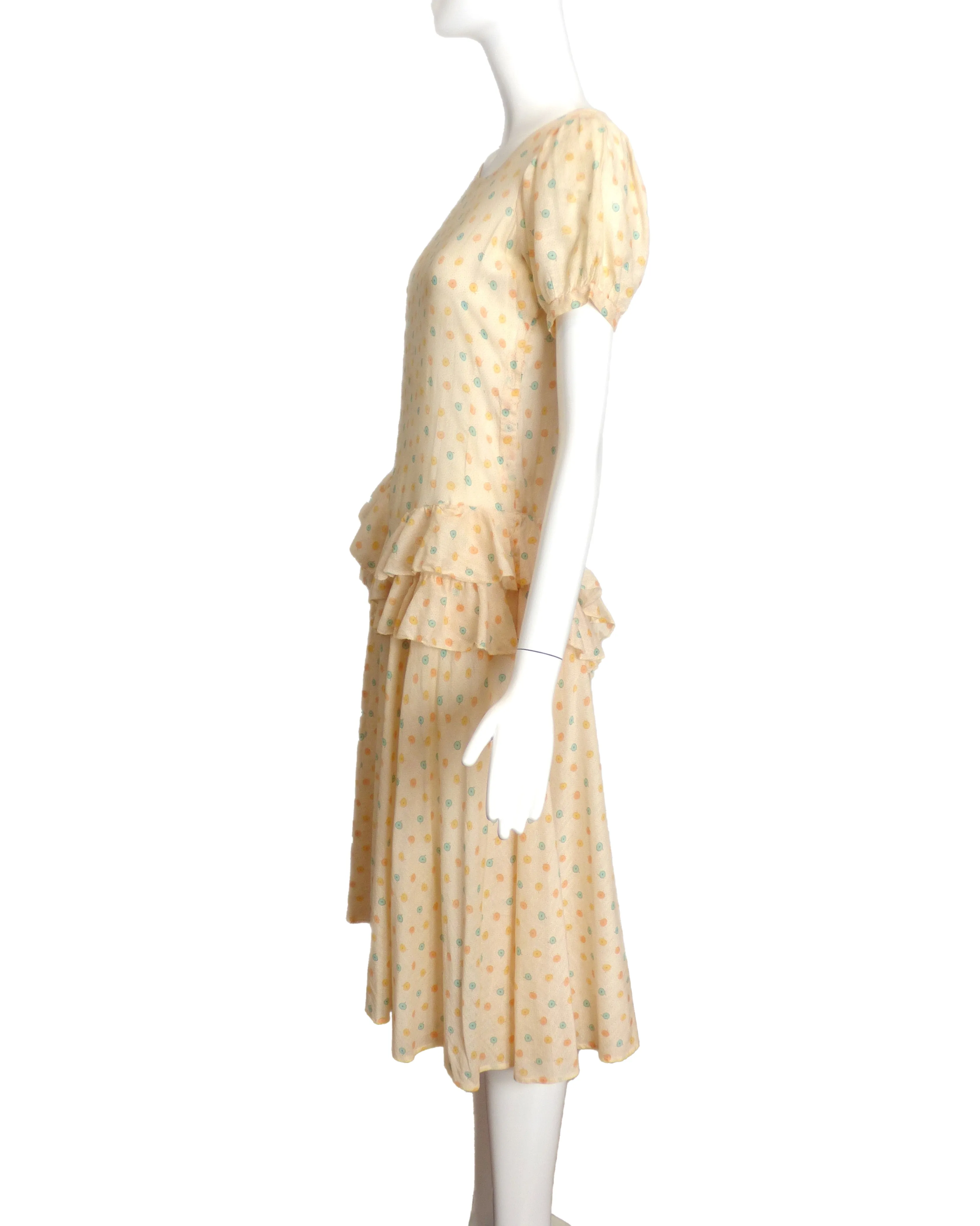 1920s Cotton Print Dress, Size-2