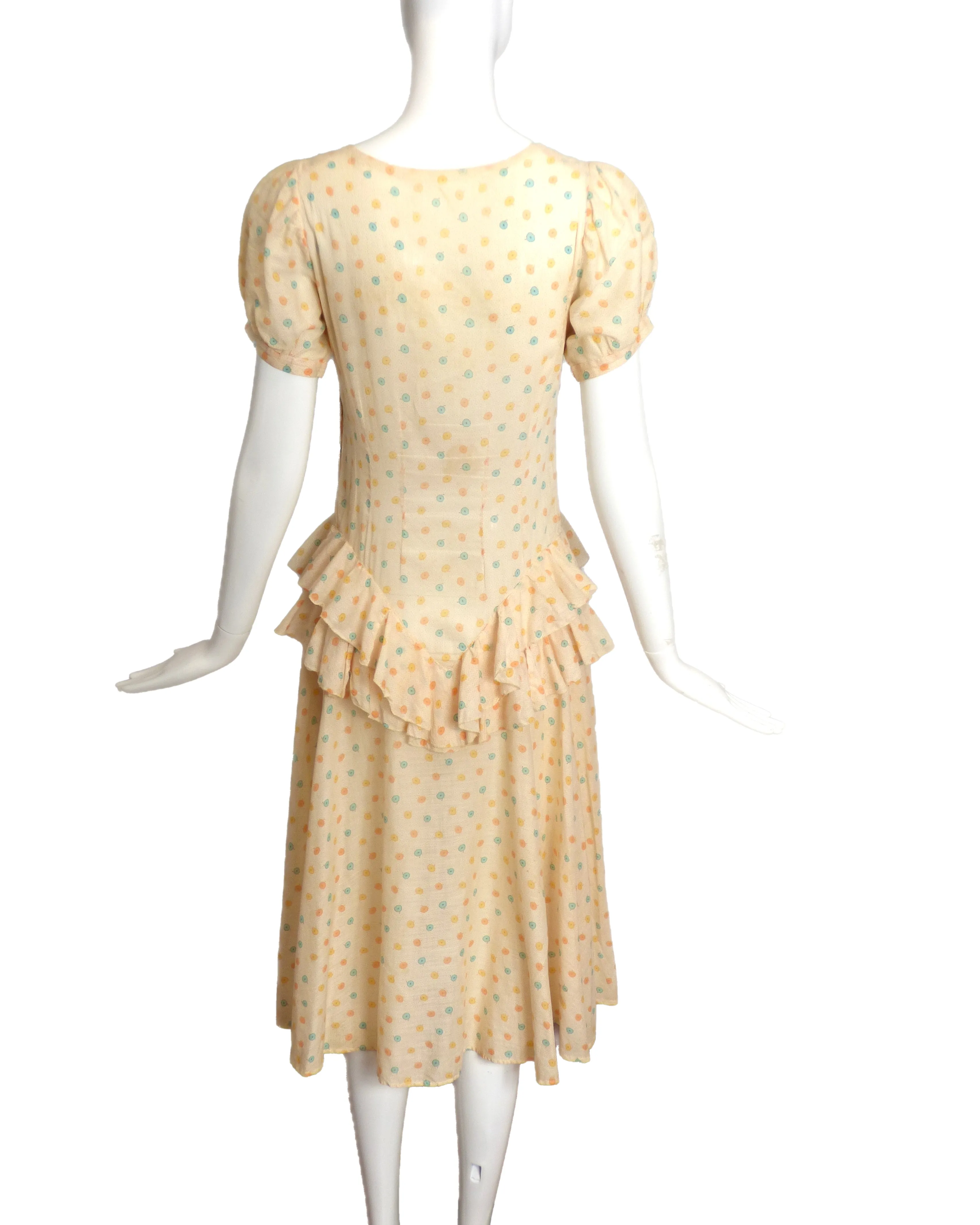 1920s Cotton Print Dress, Size-2