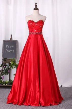 2024 Sweetheart Prom Dress A-Line Lace Bodice With Satin PZPE3GZY