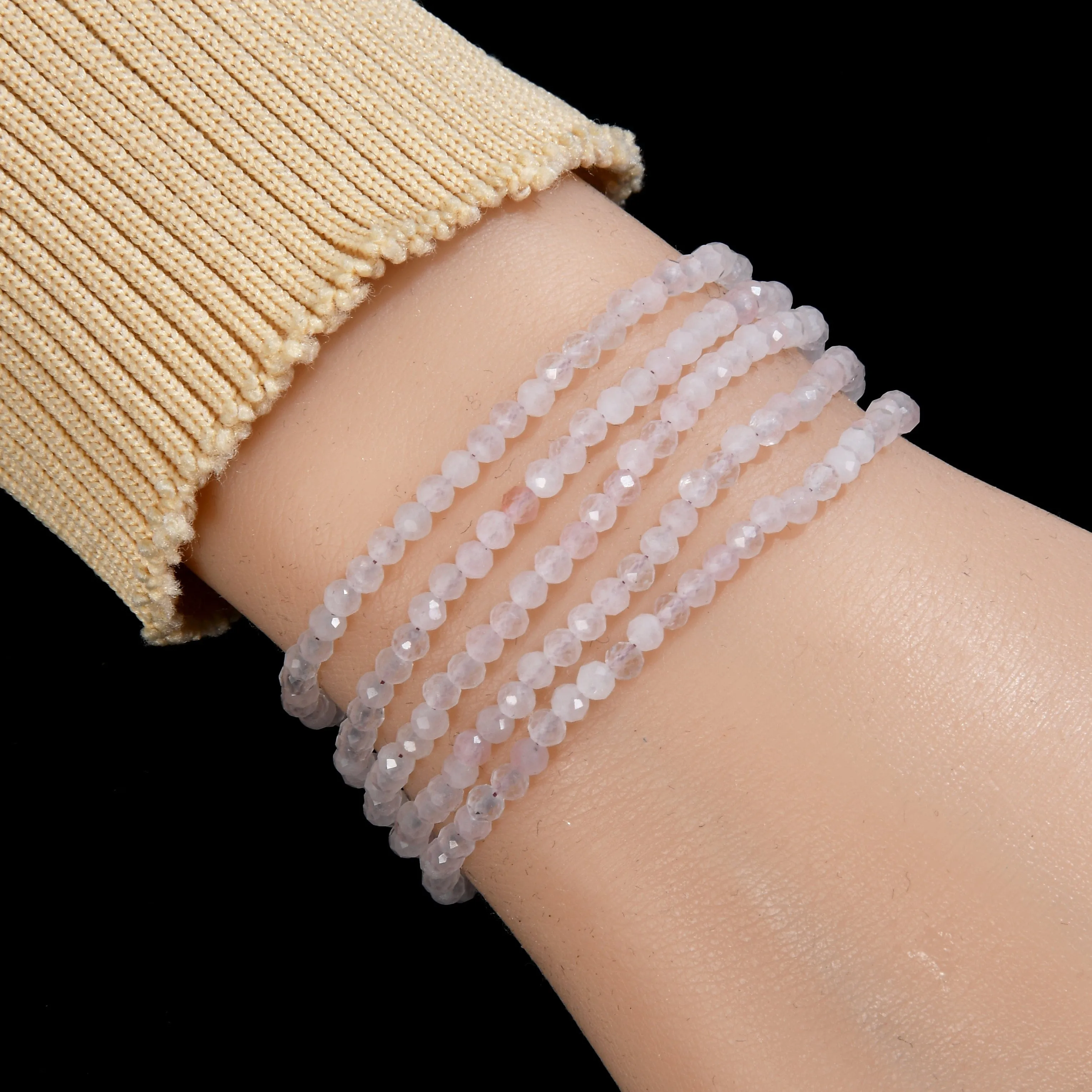 3mm Rose Quartz Faceted 31 Necklace / Multi Wrap Bracelet