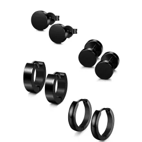 4 Pairs Stainless Steel Stud Earrings for Men Women Hoop Earrings Huggie Piercing 18G