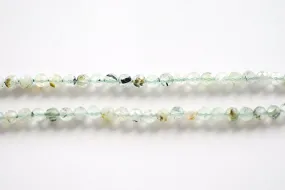 4mm Natural Faceted Round Green Prehnite Beads l 8 inch strand Wholesale Beads Green Brown Micro Faceted Diamond Cut