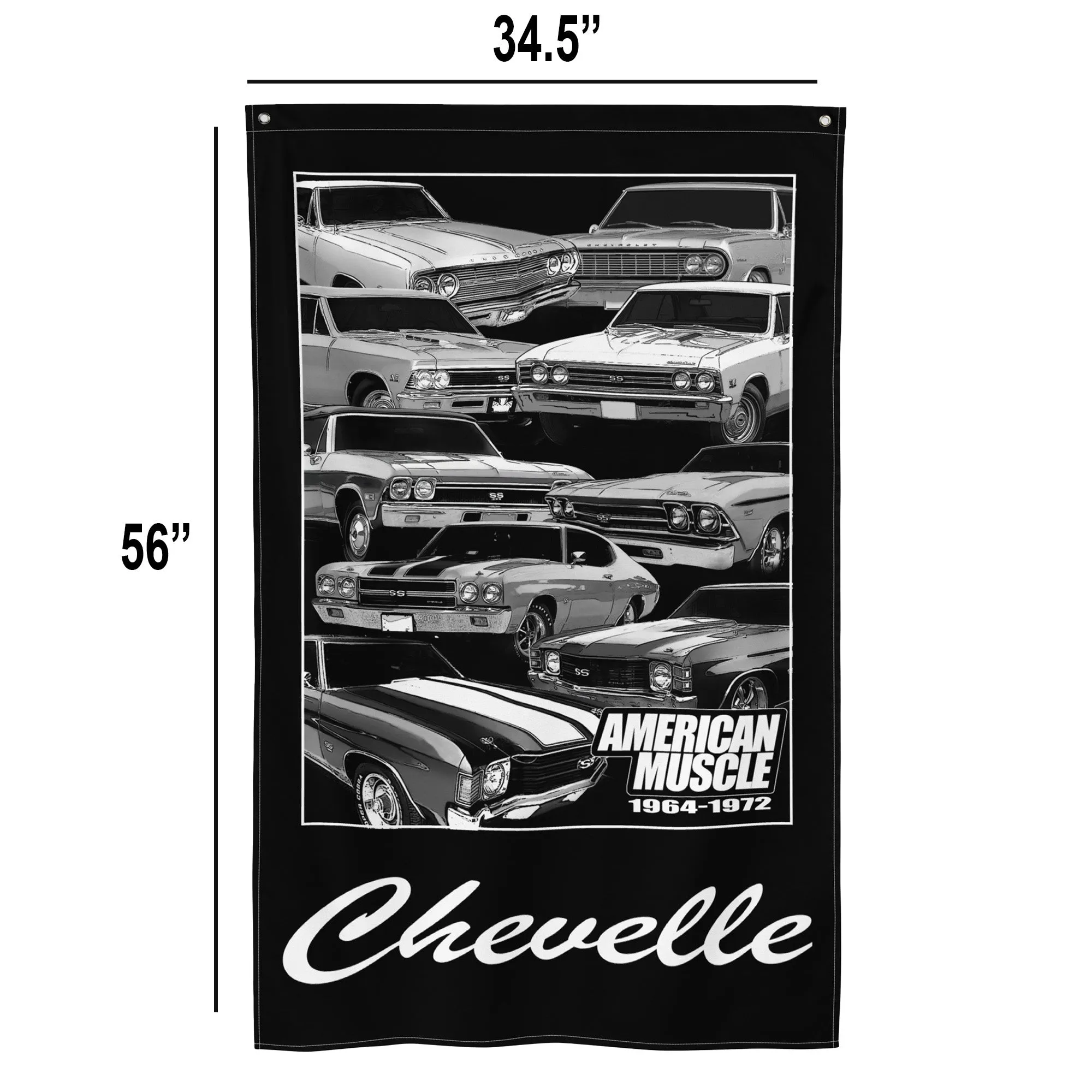 64-72 Chevelle Muscle Car Wall Flag Garage Decor, Dorm Poster, Man Cave Decoration