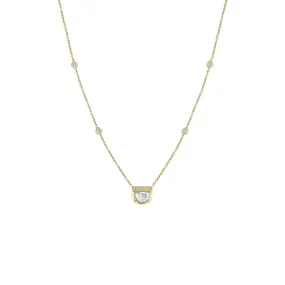 .77 ctw Half Moon Rose Cut Diamond with Floating Diamond Stations Necklace