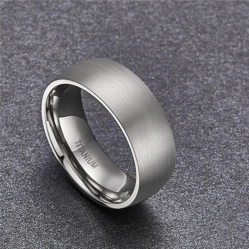 8mm Brushed Domed with High Polished Inner Band Titanium Fashion Wedding Band