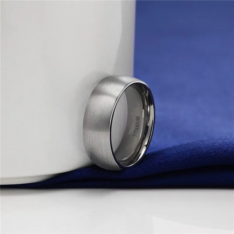 8mm Brushed Domed with High Polished Inner Band Titanium Fashion Wedding Band