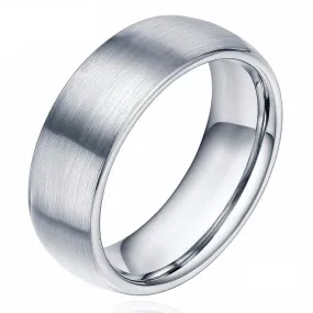 8mm Brushed Domed with High Polished Inner Band Titanium Fashion Wedding Band