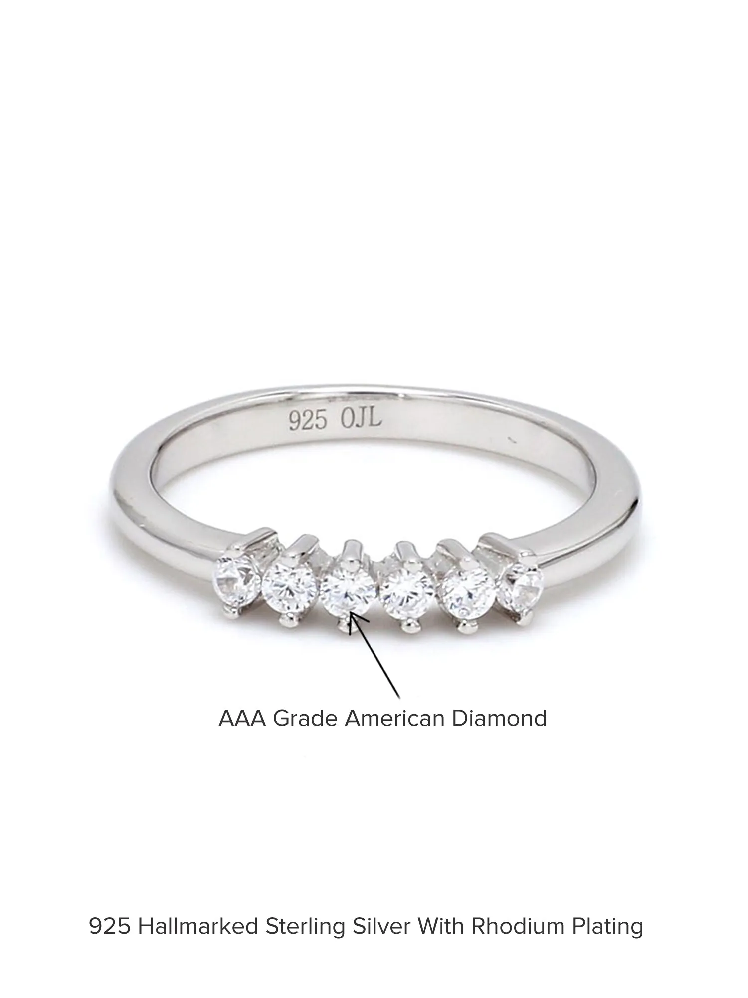 925 Silver & American Diamond Band Ring For Women