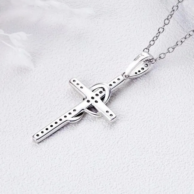 925 Sterling Silver Cubic Zirconia Cross Pendant Necklace