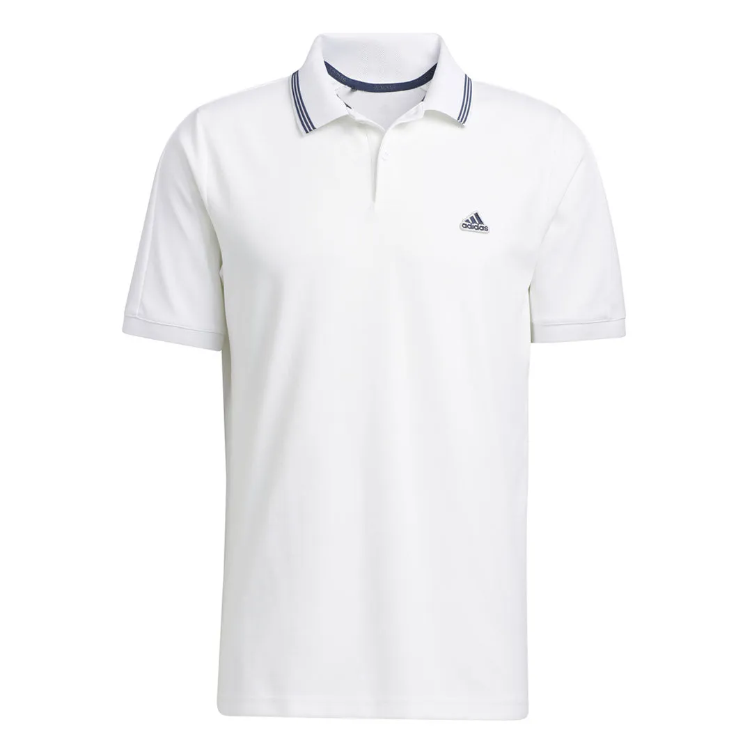 adidas Golf Go-To Pique Polo - White/Crew Navy