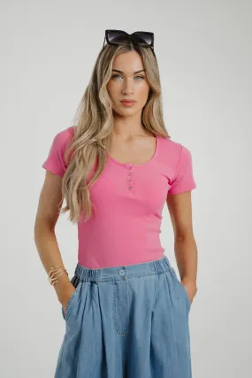 Ally Ribbed Top In Pink