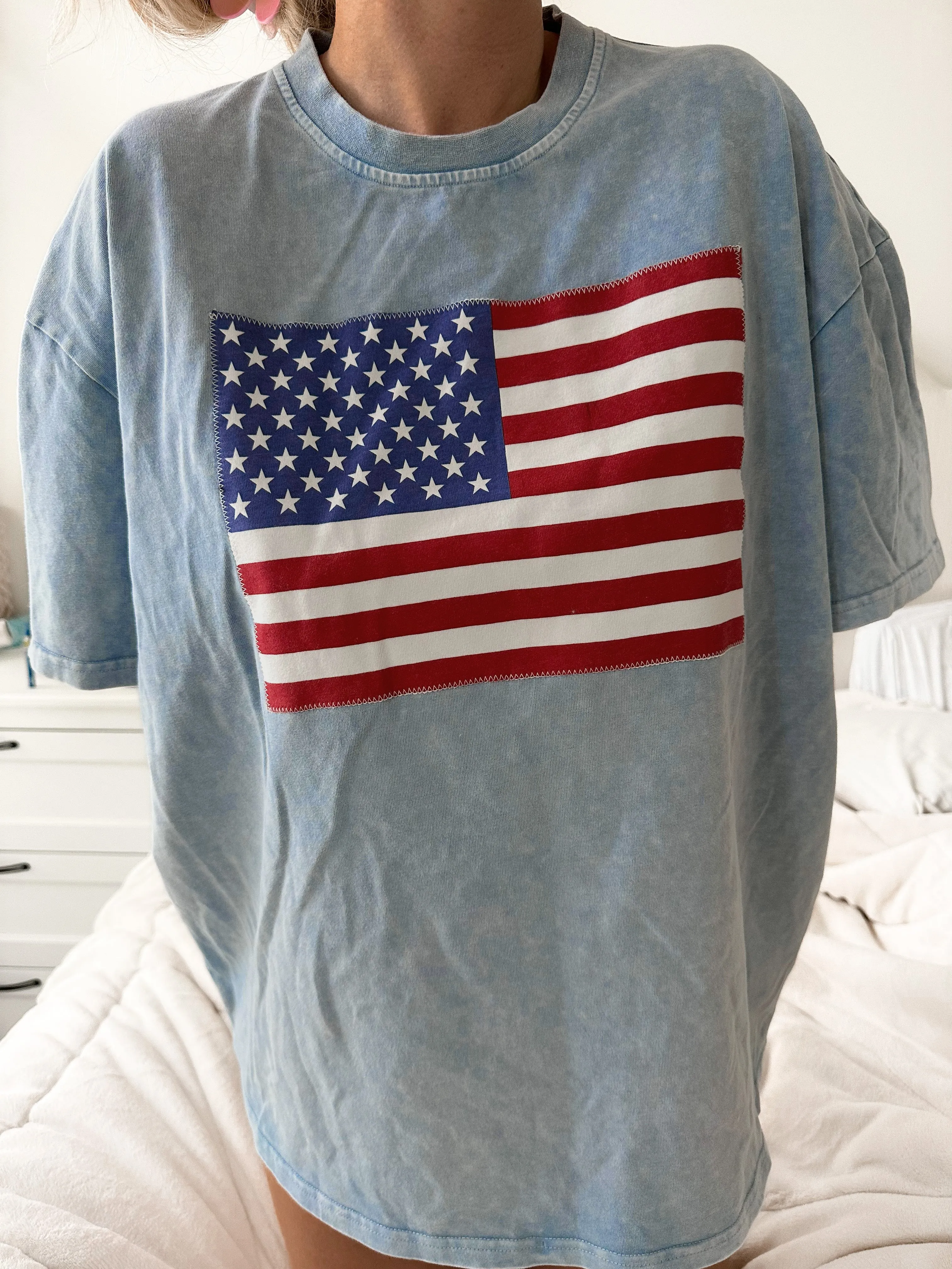 American Flag Embroider Tee