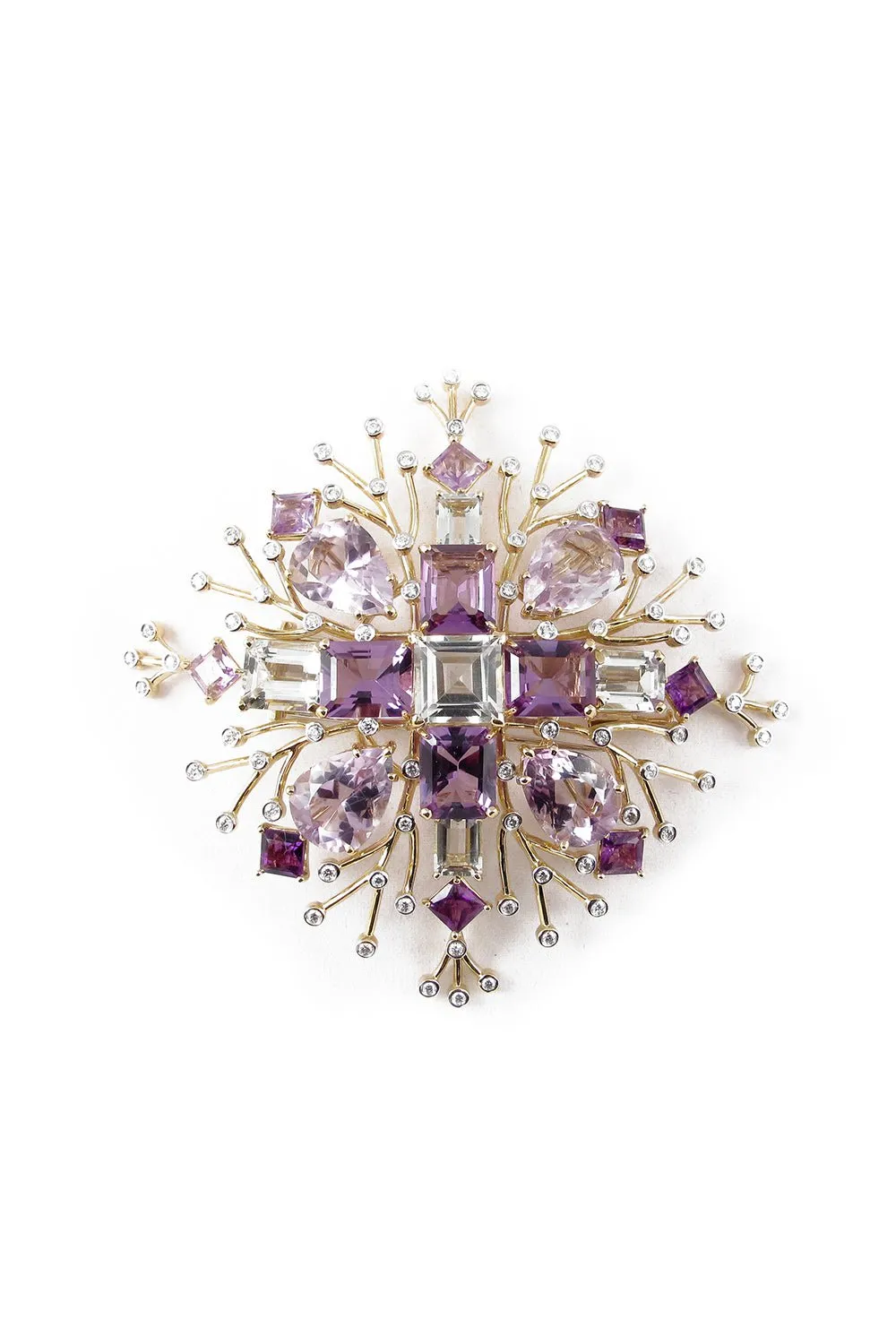 Amethyst Diamond Brooch