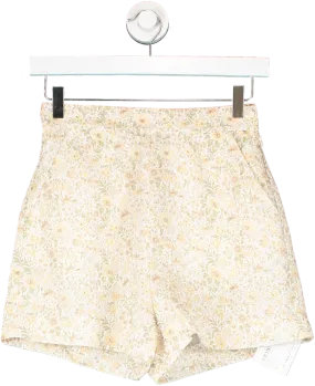 & Other Stories Cream / Green Floral Print Shorts UK 6