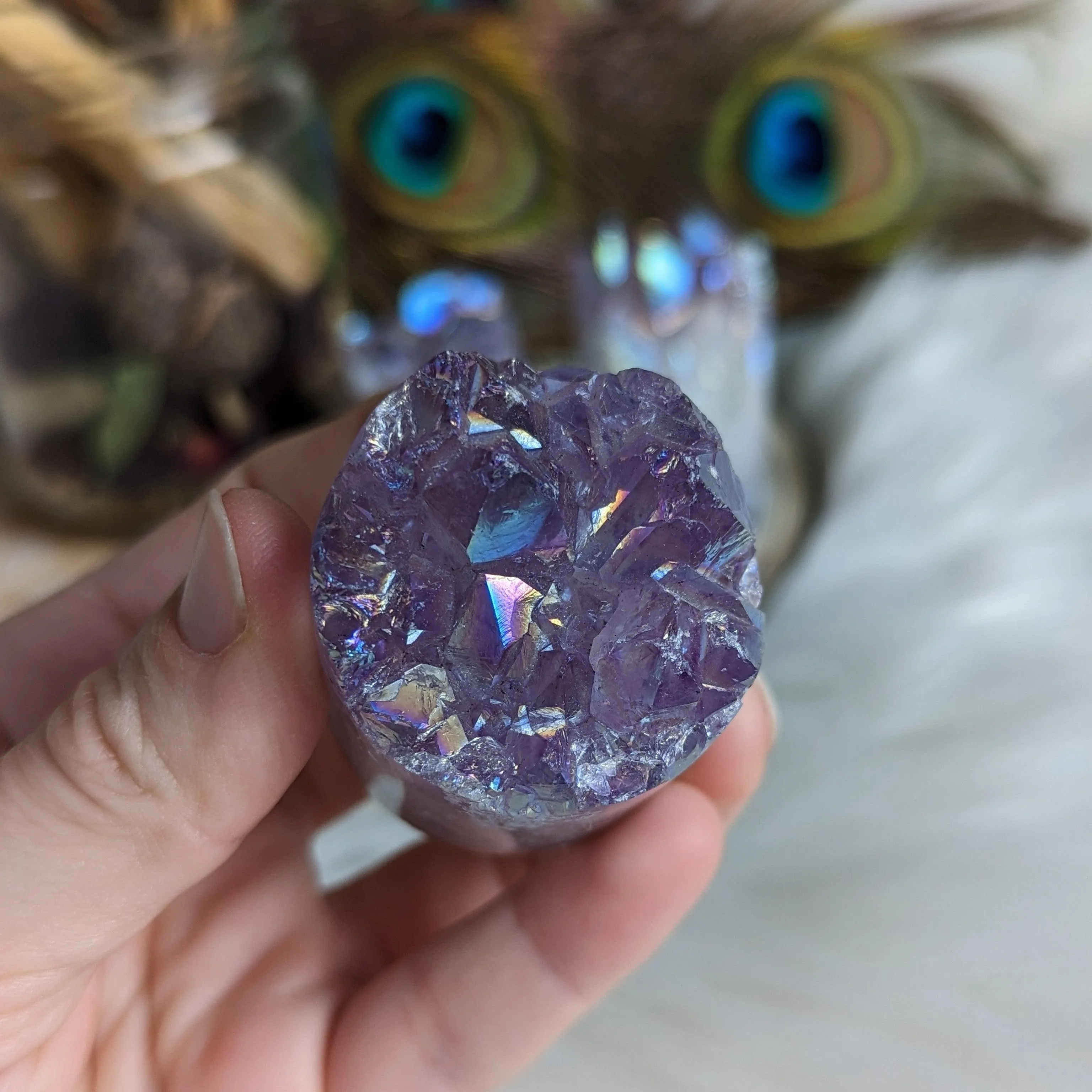 Angel Aura Infused Amethyst Cylinder Geode Carving #1