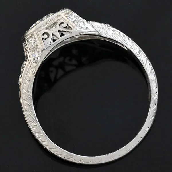 Art Deco Platinum Diamond Engagement Ring 0.65ct