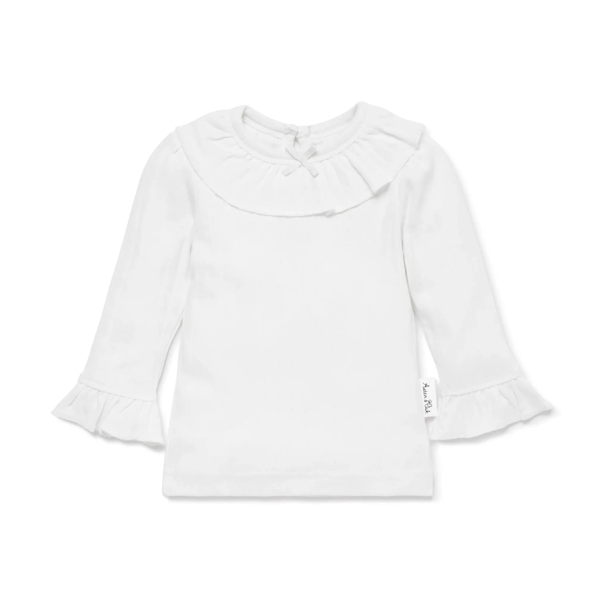 Aster and Oak Long Sleeve Pointelle Top - White