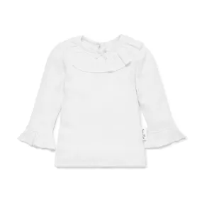 Aster and Oak Long Sleeve Pointelle Top - White