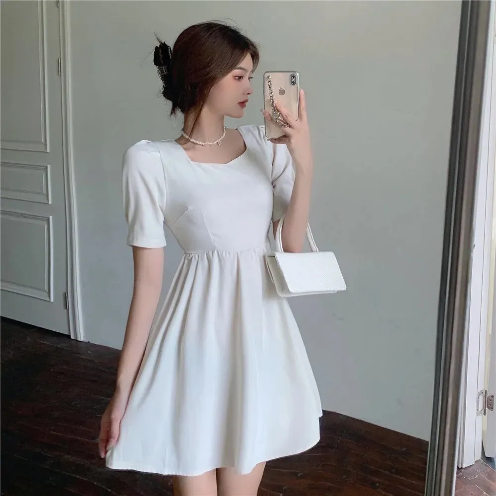 Backless Puff Sleeve Mini Dress