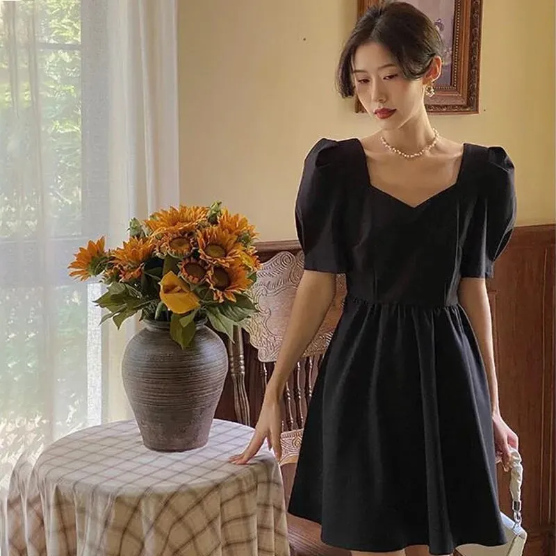 Backless Puff Sleeve Mini Dress