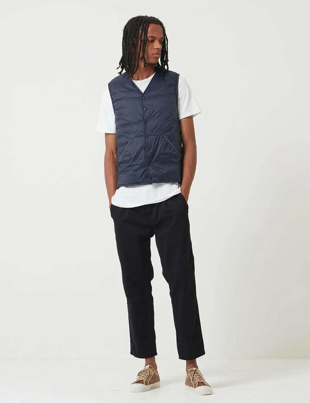 Barbour Collarless Baffle Gilet - Navy Blue