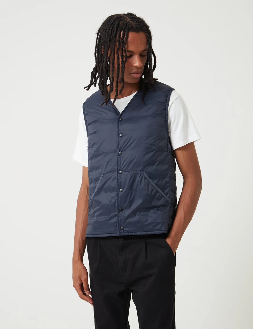 Barbour Collarless Baffle Gilet - Navy Blue