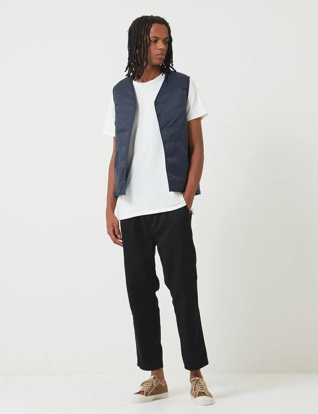 Barbour Collarless Baffle Gilet - Navy Blue