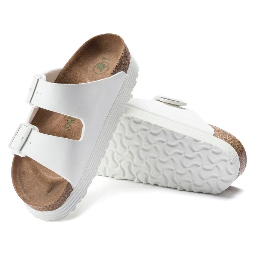 Birkenstock Women's Arizona Platform Vegan Birko-Flor (White - Narrow Fit)