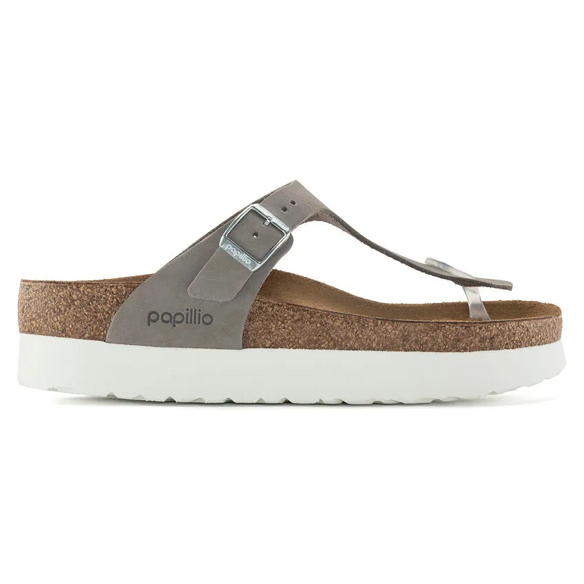 Birkenstock Women's Gizeh Platform Nubuck Leather (Dove Gray - Wide Fit)