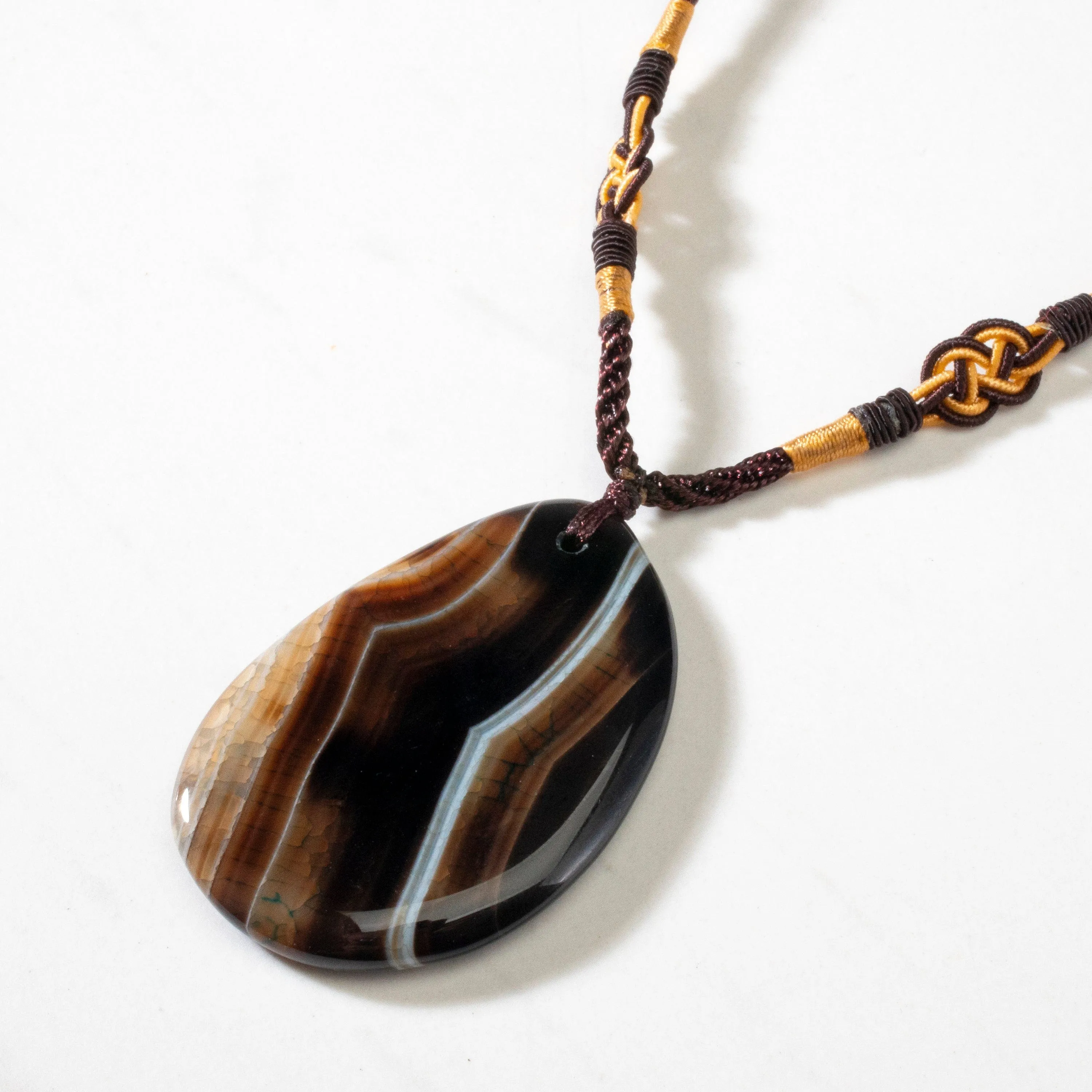 Black Agate Geode Slice Necklace