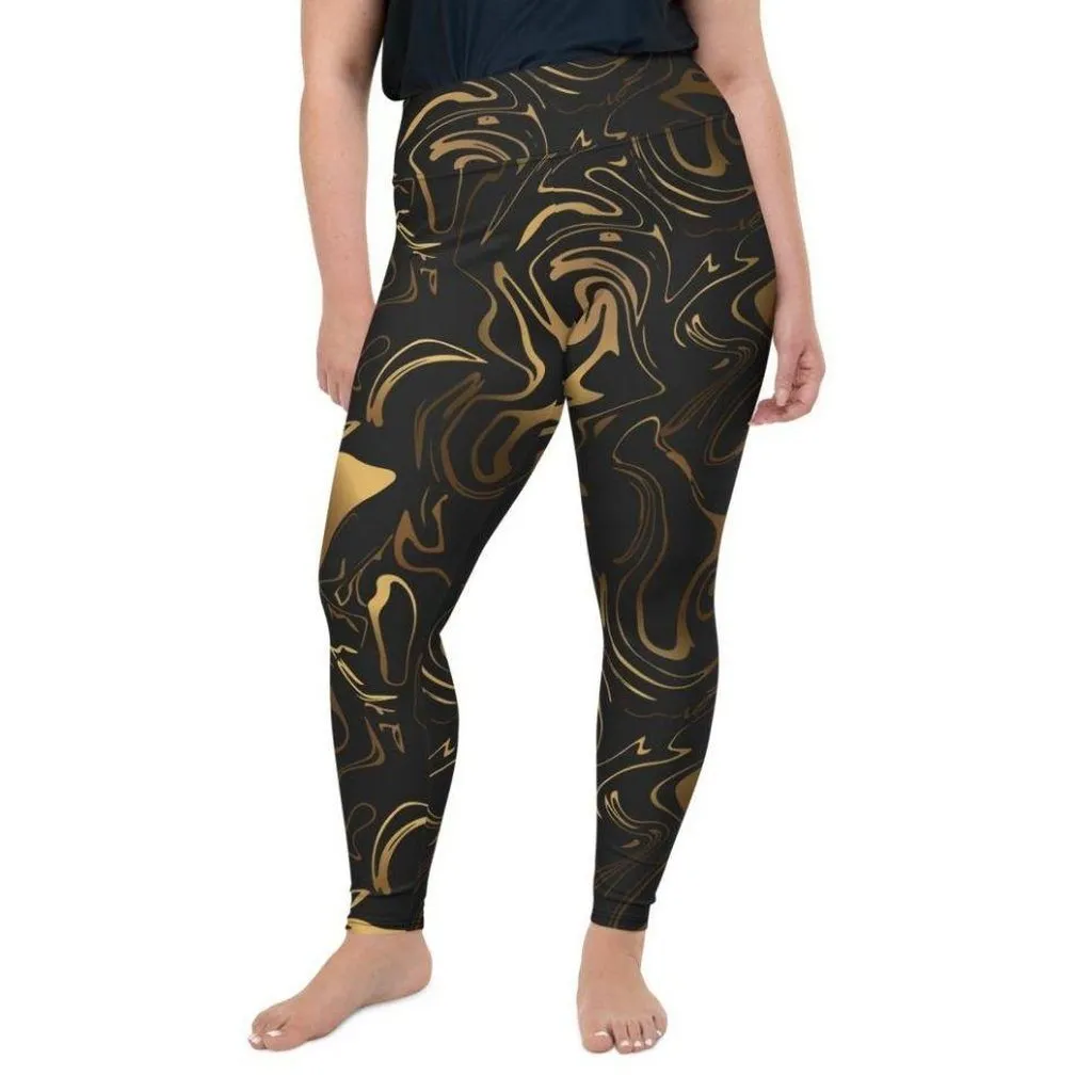 Black & Gold Plus Size Leggings