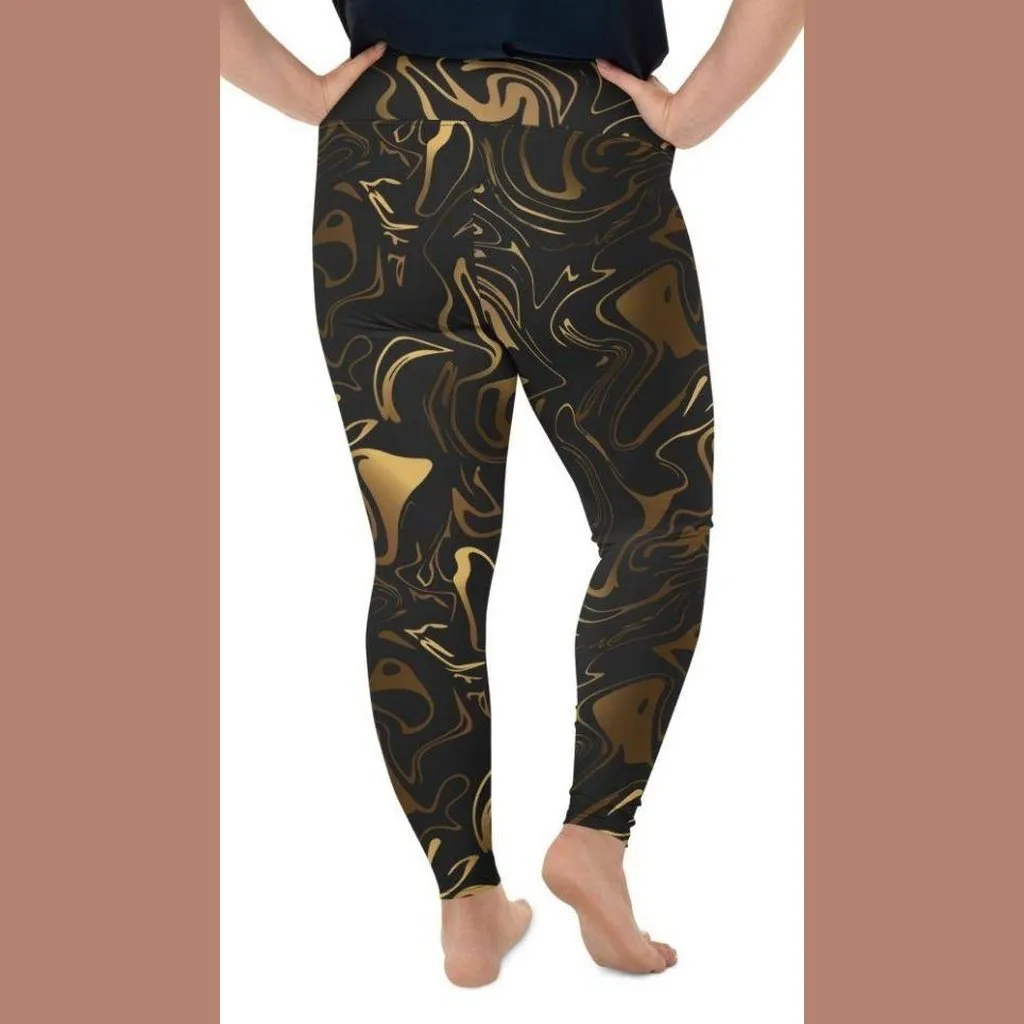 Black & Gold Plus Size Leggings