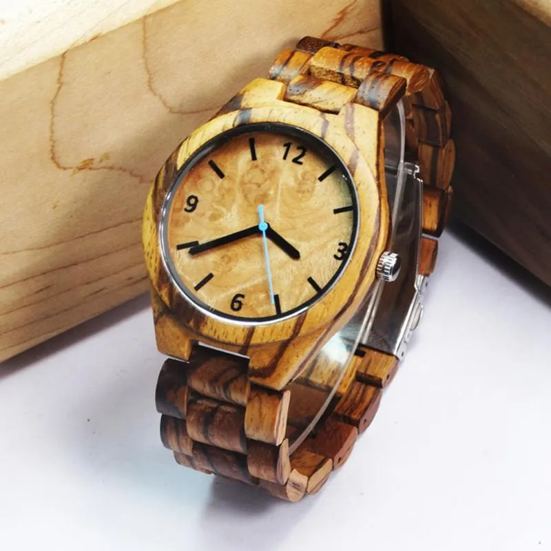 Black and Zebrawood Watch with Quartz Movement