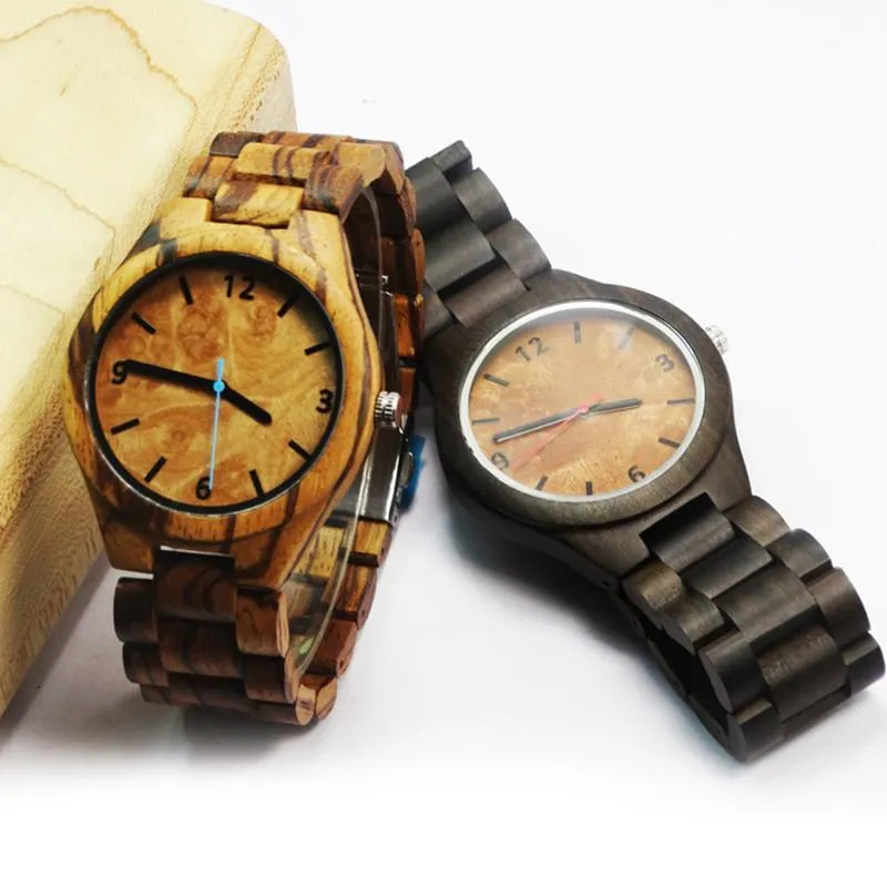 Black and Zebrawood Watch with Quartz Movement