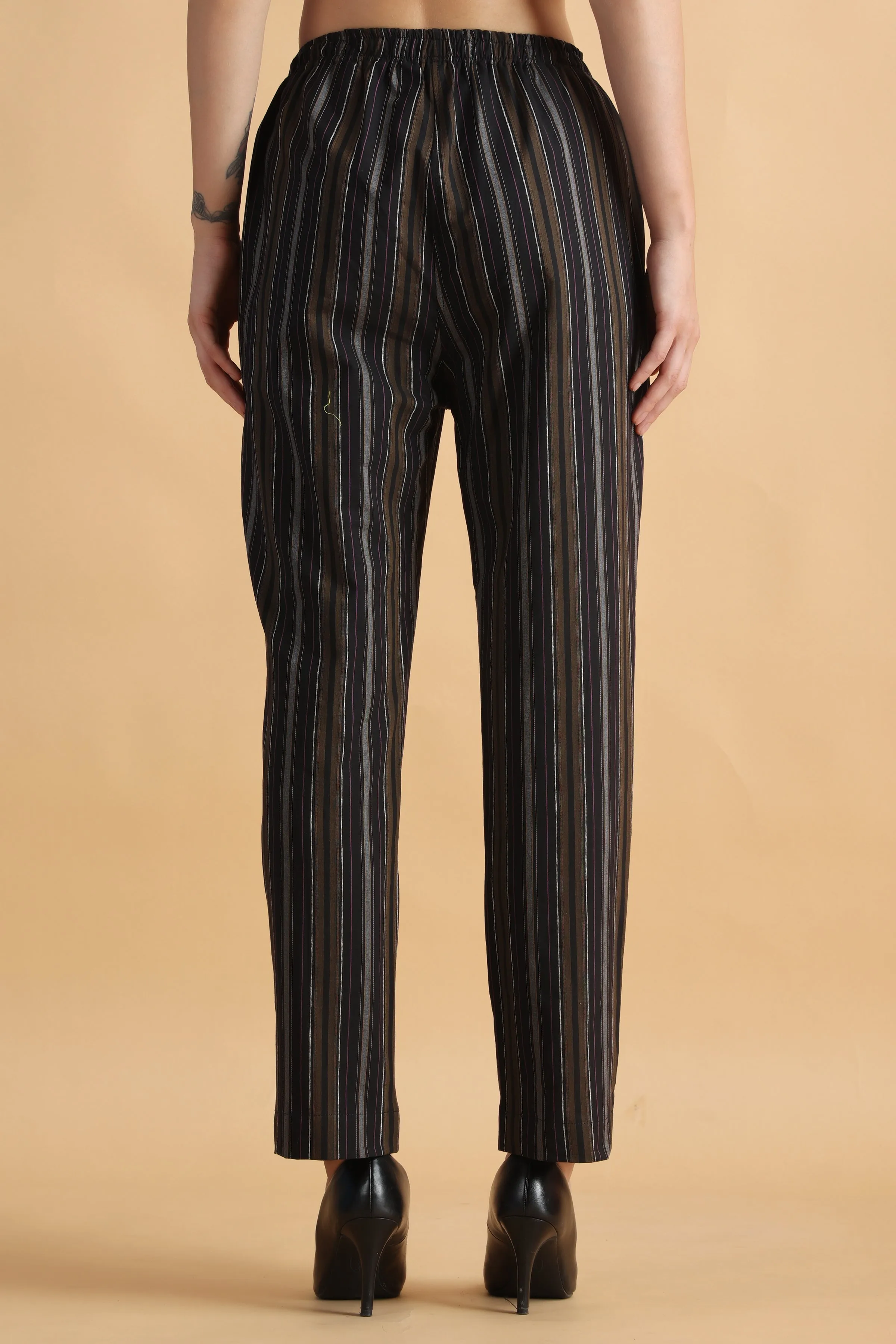 Black Multi Striped Palazzo Pant