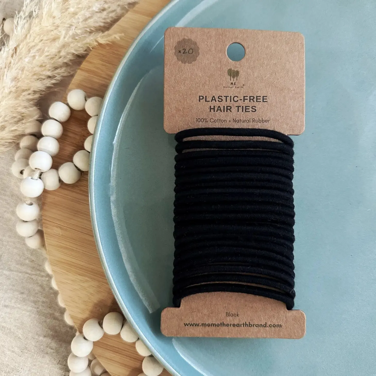 Black Plastic-Free Hair Ties