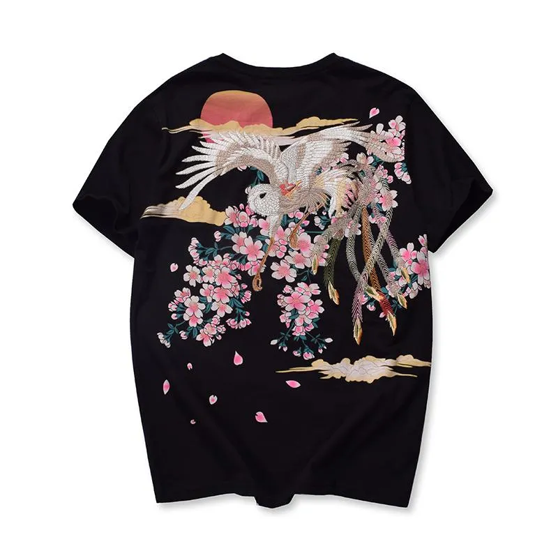 Blossom Cherry White Stork Embroidered T-shirt SD00502