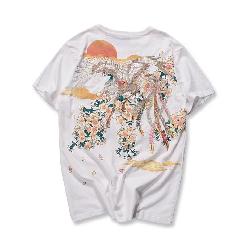 Blossom Cherry White Stork Embroidered T-shirt SD00502