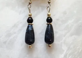 Blue and Black Agate Earrings