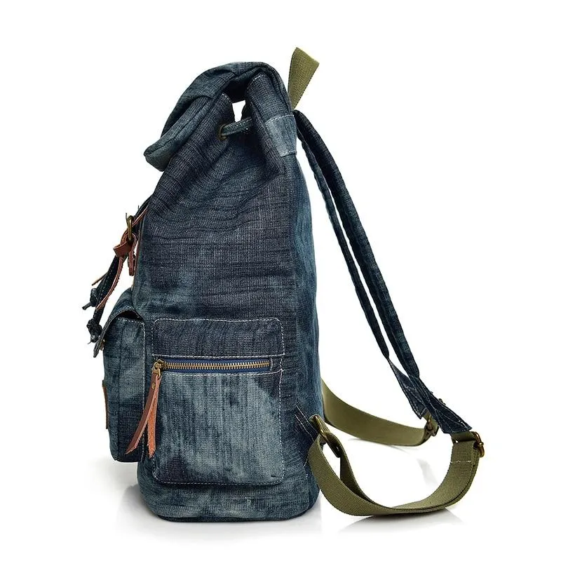 Blue Denim with Drawstring Casual 20 to 35 Litre Backpack