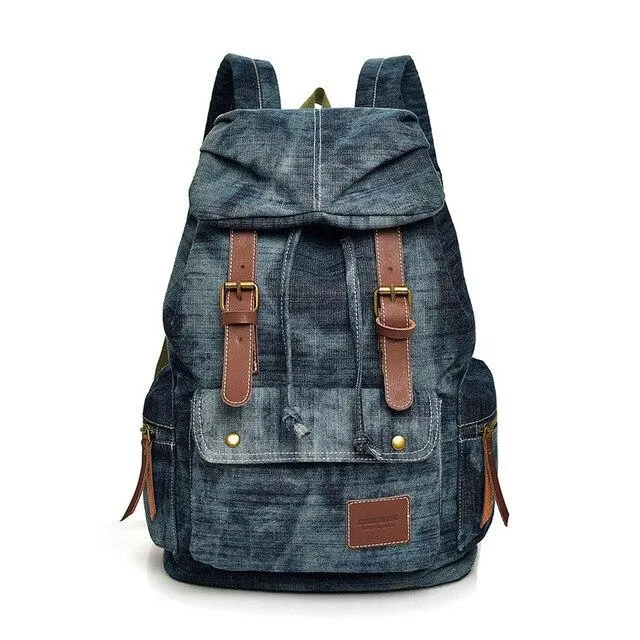 Blue Denim with Drawstring Casual 20 to 35 Litre Backpack