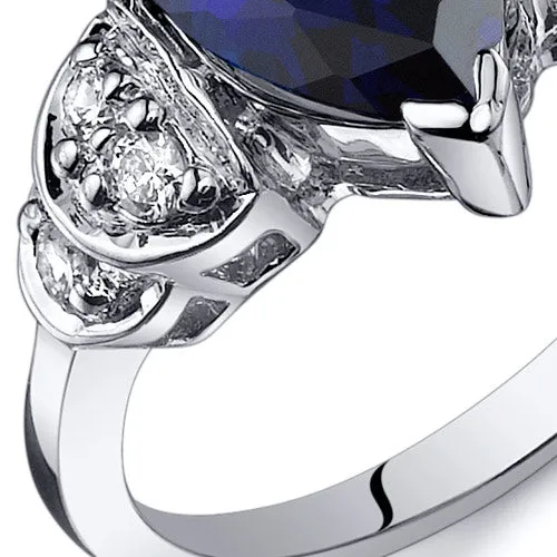 Blue Sapphire Pear Shape Sterling Silver Ring Size 6