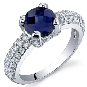 Blue Sapphire Round Cut Sterling Silver Ring Size 5