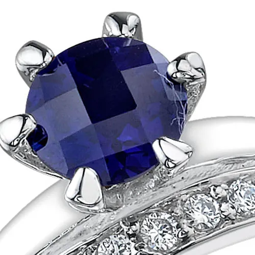 Blue Sapphire Round Cut Sterling Silver Ring Size 7